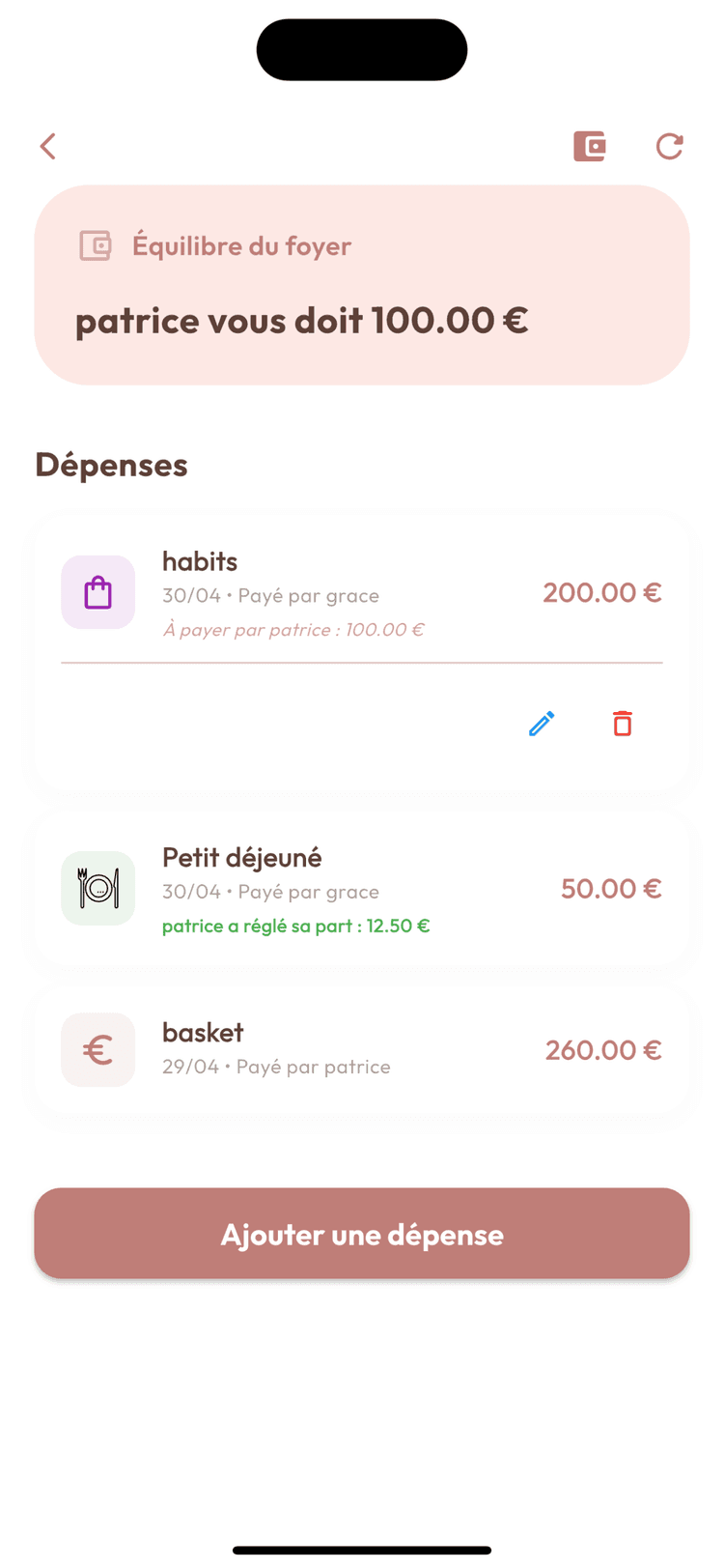 Showcase Dépenses